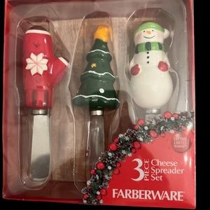 Farberware 3 Pc Set Of Cheese Spreaders Christmas Tree Mitten Snowman